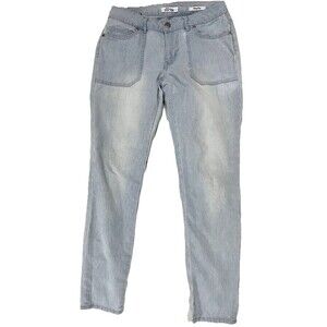 Wild Blue Woman’s Jeans Skinny Crop Light Blue White Striped Denim Stretch Sz 3